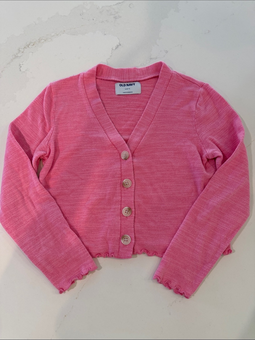Old Navy Hot Pink Girls' Button-Front Cropped Cardigan